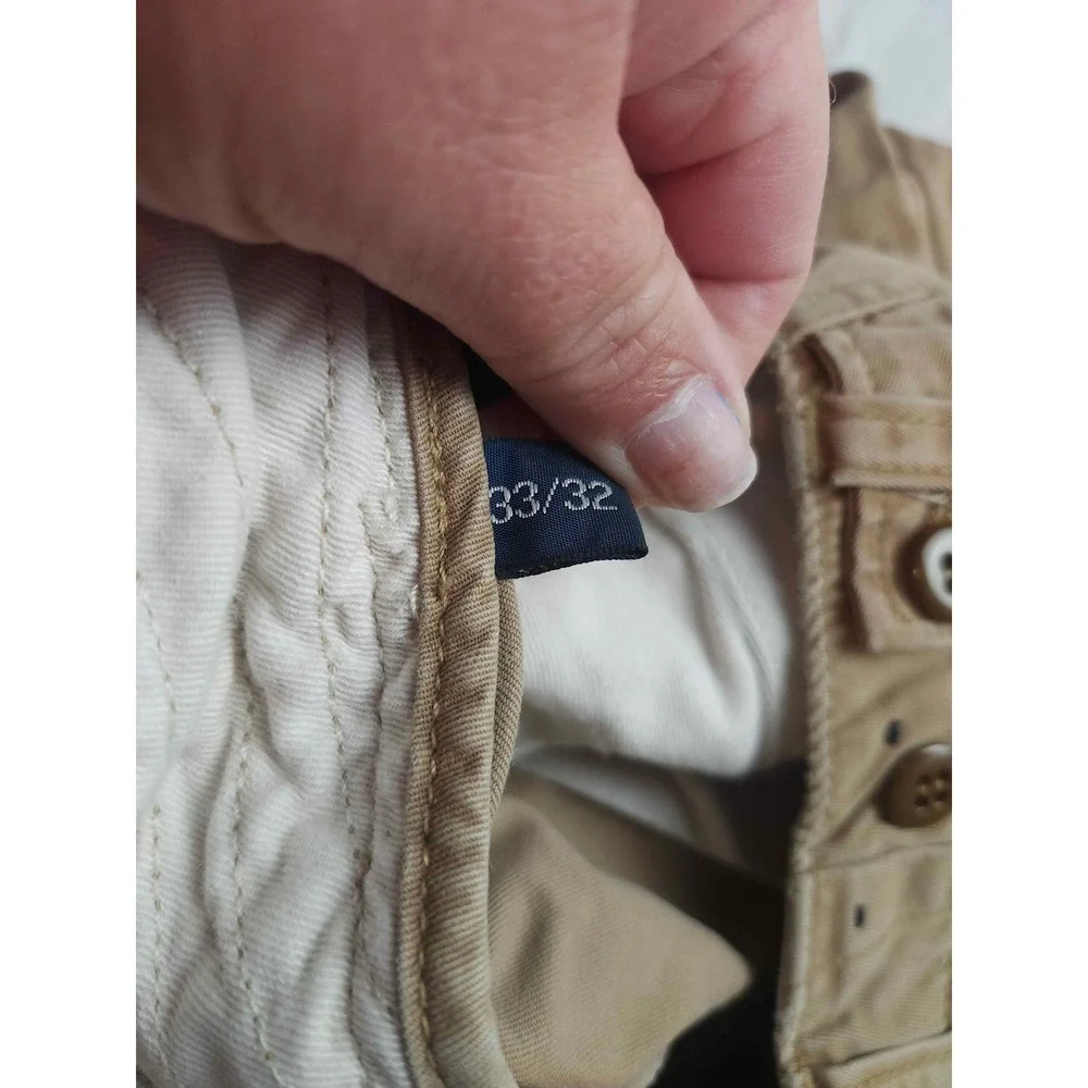 Polo Ralph Lauren Mens Chino Pants 33/32 Khaki Tan Straight Leg Button Fly